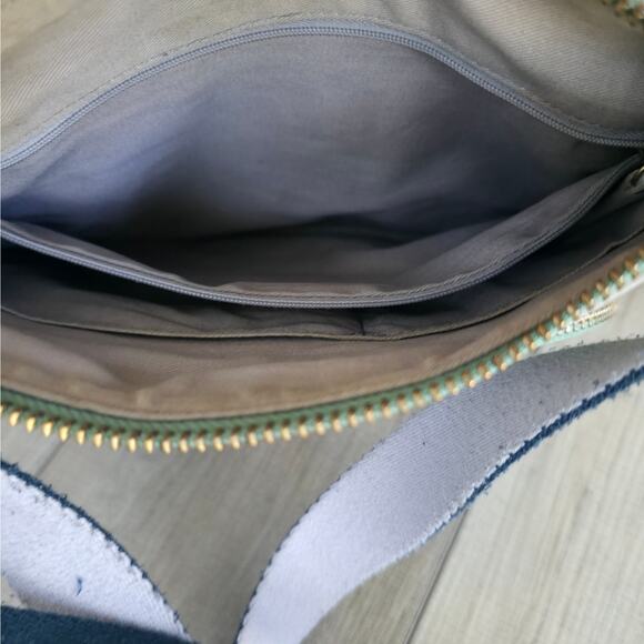 Fossil Crossbody Blue/Green Polka Dot Adjustable Strap PVC Coated Bag - Picture 7 of 12